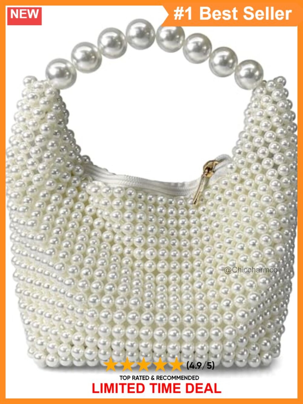 Pearl Beaded Clutch Evening Bag Sparkly Crossbody Purse